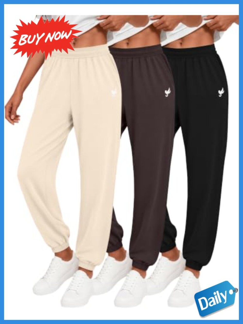 Women's Lightweight Jogger Sweatpants with Pockets 3 Pack